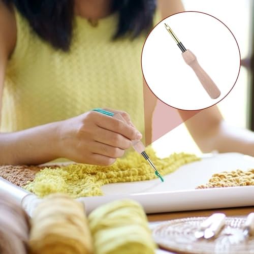 12 Pcs Punch Needle Kit, Embroidery Punch Needle Tool Wooden Handle Embroidery Tool Punch Needle Threader Set for Adults Beginner Yarn Floss Cross Stitching