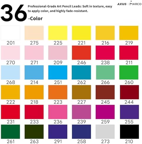 36 Thick Core Oil-Based Colored Pencils, Pastel Pencils