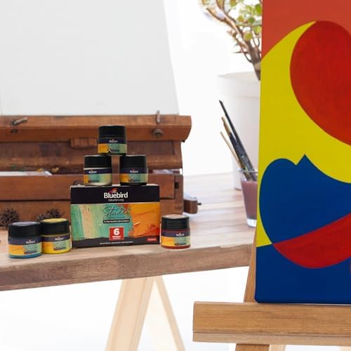 BLUEBIRD Studio Acrylic Paints, Primary Colors, 6-Pack 0.85 Fl Oz each, Basic Acrylic Paint For Students & Beginner Artists