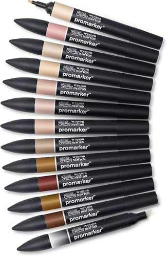 Winsor & Newton ProMarker Set, 12 Count, Skin Tones