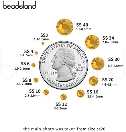Beadsland Hotfix Rhinestones Bulk, Topaz, SS8, 14400pcs