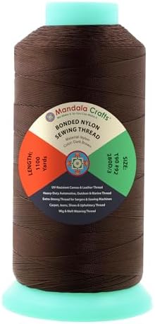 Mandala Crafts Size 92 280D T90 Dark Brown Bonded Nylon Thread, 1100 YDs