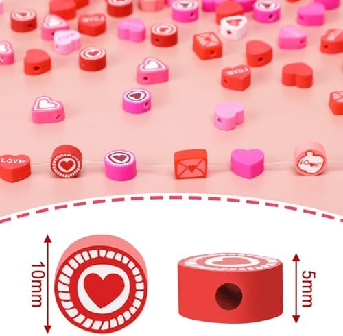300Pcs Valentine's Day Polymer Clay Beads for Jewelry Making