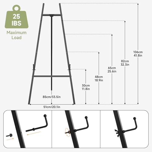 Black Easel Stand for Sign 2Pack, 4-Tier Metal Easel with Adjustable Chain | Heavy Duty Art Easel for Painting, Wedding Sign, Party, Posters & Commercial Display