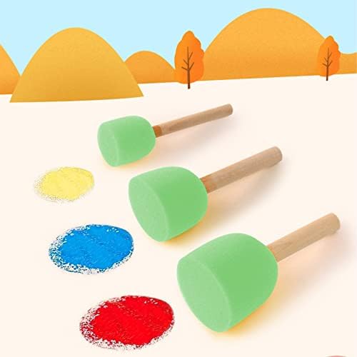 WAFJAMF 40 Pcs Round Sponges Brush Set 4 Sizes DIY Painting Tools Green