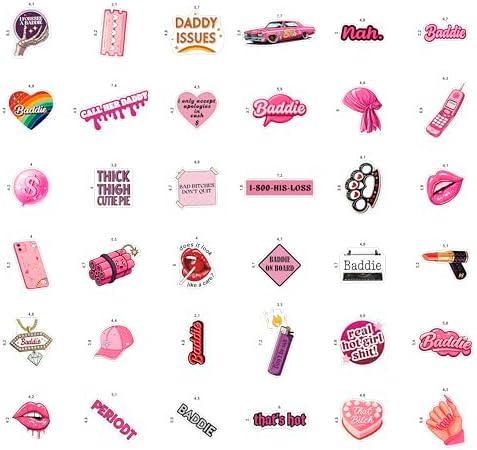 100Pcs Baddie Stickers Aesthetic for Laptop - Baddie Gifts, Party Supplies & Decoration - Waterproof Vinyl Stickers and Decals - Gift for Women & Men