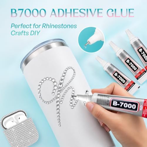32000 Pcs Resin Jelly Rhinestones Kit, Silver Clear Flatback Rhinestones 3mm (2–6mm Size Options), Crystal Bedazzling Kit with 4 Pcs B7000 Glue & Tools for Nail Art, DIY Crafts & Clothing Decoration