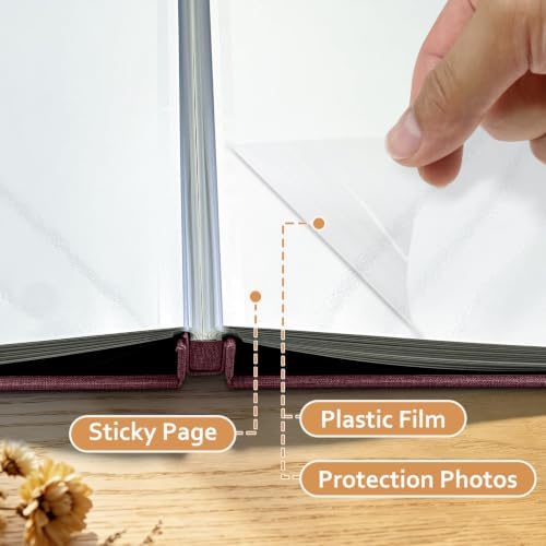 Photo Album Self Adhesive Scrapbook, 13"x12.6" 60 Pages/ 30 Sheets Large Photo Book for 4x6, 8x10 Pictures, DIY Album for Baby Wedding Family Travel Birthday