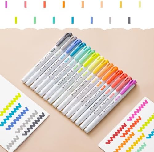 15 Count Dual-Tip Highlighters, Pastel Colors Fine & Bold Tip, Quick-Dry Non-Bleeding Highlighter Markers for Bible Journaling,School,Office,Notes (15 colors highlighters - Iridescent Color)