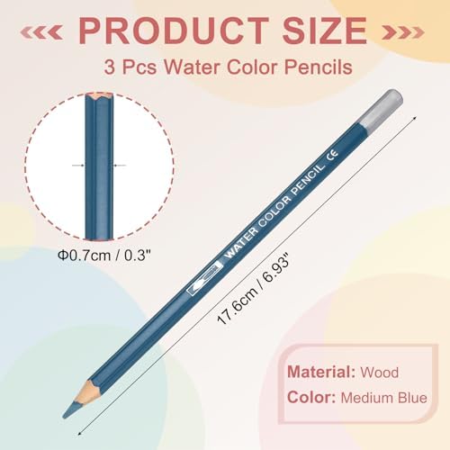 PATIKIL Watercolor Pencils, Medium Blue Color Pencil Set Sketch Coloring Drawing Colored Pencils Bulk Artist Drawing Supplies for Adult Coloring Book Blending, 3 Pcs