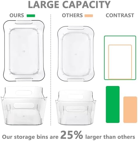 Tiawudi 12 Pack Plastic Storage Bins, Multi-Use Organizer Bins, Pantry Organizer, Clear Storage Containers for Home, Kitchen, Office, Cabinet, Shelf and Fridge Organization