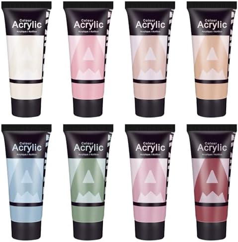 AUREUO Morandi Acrylic Paint Set - 8 Muted Colors x 0.71 Fl Oz/21ml Tubes, Vintage Neutral Earthy Tones for Canvas Painting, DIY Crafts, Home Decor, Wall Art Non-Toxic Matte Finish