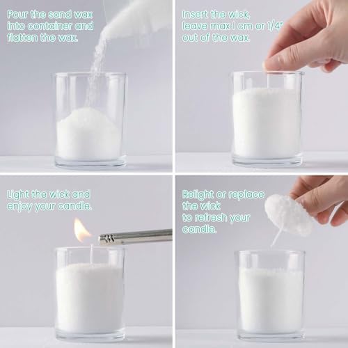 5LB Natural Pearled Candle Making Kit with 50 Cotton Wicks, Reusable and Refillable Pearled Candles for DIY Sand Candle Making