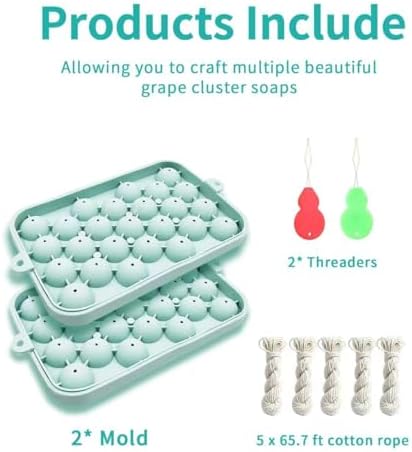 2 Pcs Silicone Soap Molds, DIY Grape Soap Making Kit for Beginners, Grape Soap Molds for Gift, Home Decor (Without Soaps) (Blue)