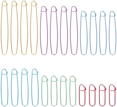 HJZHII 24 Pcs Knitting Stitch Holders, 6 Size Metal Stitch Holders