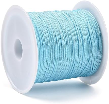 Nylon String for Bracelets, 0.6mm Nylon Cord Nylon Beading Thread 43 Yards Friendship Bracelet String Chinese Knotting Cord for Kumihimo Necklaces Tassels Jewelry Crafts (Cyan)