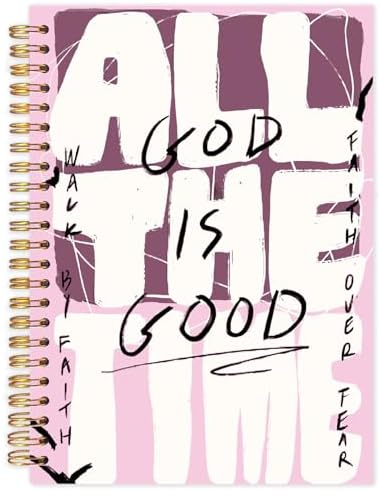 Yhtrg Pink Christian Spiral Notebooks, God Is Good All the Time Bible Journal Notebook, Bible Jesus Notebook for Note Taking, Christian Gifts for Women Men, 5.5x8.3 Inch