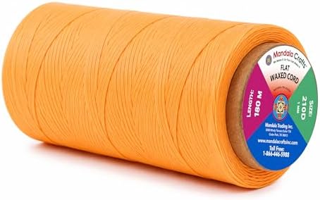 Mandala Crafts 210D 1mm Tangerine Flat Waxed Thread for Leather Sewing