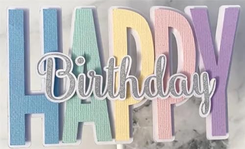 Scrapbooking Die-Cuts for Card Making, Christmas Metal Cutting Dies, Paper Craft Punch Template, Background Embossing Stencils, DIY Album Décor (Happy Birthday B)