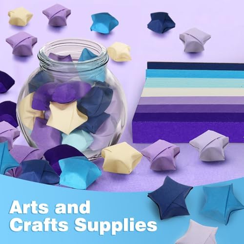 FoDau770 Solid Color Star Paper Strips - 1080 Sheet, Blue & Purple Series