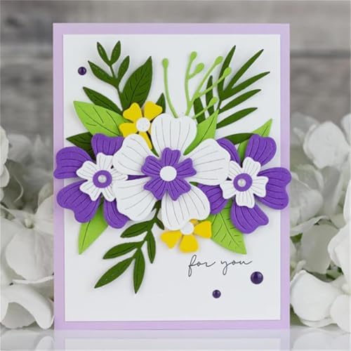 Cutting Dies Metal Stencils Scrapbooking Tools DIY Embossing Template for Paper Card Making Album Arts Crafts Supplies (Flowers Set-11.8x10.3cm)