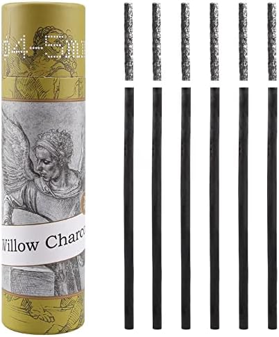 Willow Charcoal Sticks, Natural Willow Charcoal for Artists, Beginners, or Students of All Skill Levels, Great for Sketching, Drawing, and Shading, Approx 4-5mm in Diameter, Pack of 25