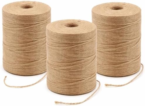 2mm 164FT, 600FT, 1200FT, 1800FT Natural Jute Twine String, 3 Pack of 600FT