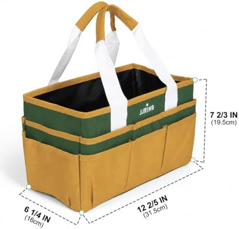 JJRING Craft Organizer Tote Bag Art Storage Caddy Deep Green and Yellow | With Multiple Pockets For Sewing, Scrapbooking, School, Medical, And Office Supplies