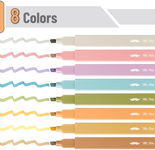 Mr. Pen- Aesthetic Highlighters No Bleed, 8 Pack, Assorted Colors | Chisel Tip, Cute Highlighters Assorted Colors for Journaling, Highlighting, Underlining, Fast Dry, Back to School Supplies