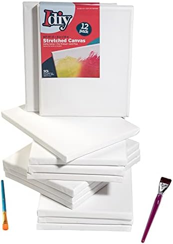 iDIY Stretched Canvas Board 8 x 10 (Set of 12) 5/8" - Classic White Blank, Pre Primed for Oils or Acrylics, 100% Cotton, Acid Free - Professional Grade for Painting or Art Project, Craft, Mixed Media