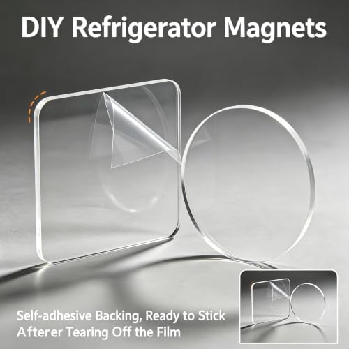 25 Pack Clear Acrylic Fridge Magnet Blanks 1.97x1.97in 5mm(0.2in) Thick Magnet Sheets DIY Craft Kit(Square)