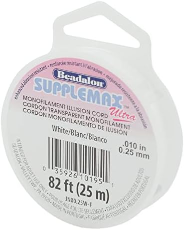 Beadalon SuppleMax Beading Thread - White, .25mm / .010in - 25m / 82ft