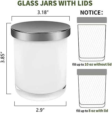 SUPMIND 10oz Inner White Glass Candle Jars with Lid,12pcs for Candle Making