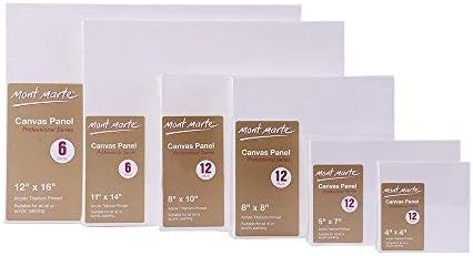 Mont Marte Canvas Panel (Pack of 6), 11 X 14 inches, Canvas Panel Great for Students to Professional Artists