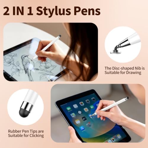 10PCS Stylus Pen for Touchscreen,Lightweight 2 in 1 Design