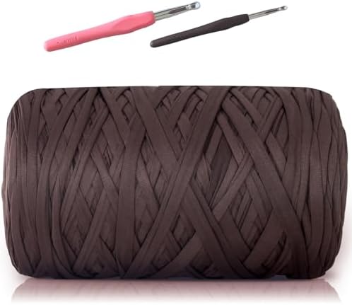 MESTOON 1000g T-Shirt Yarn Soft Elastic Crochet Coffee