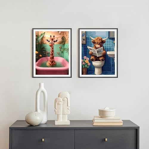 4 Pack Cow Cat Paint by Numbers for Adults with Framed Canvas 8x12inch