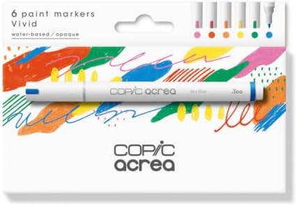 Copic Acrea 6 Colors Set Vivid, water-based pigment ink drawing pens