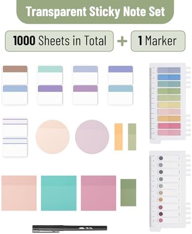 Mr. Pen- Transparent Sticky Notes Set, 1000 Sheets (Pack of 2)