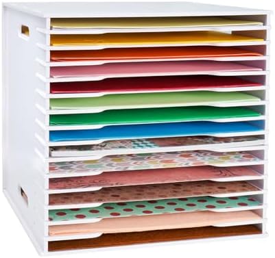 SANFURNEY 15 Slots Scrapbook Paper Organizer for Sizes 12" x 12"