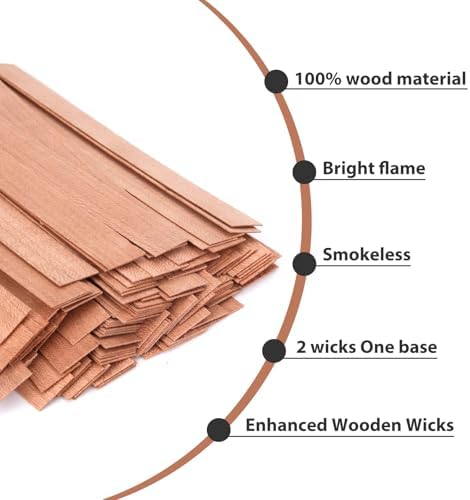 40Pcs Wood Candle Wick Kits for Candle Making, 5.0x0.5 Inch