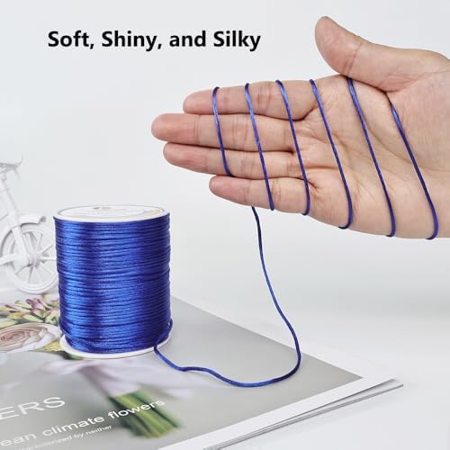 LUSTEMBER 330 Feet Satin Nylon String, 1 mm Silky Smooth Durable Nylon Cord for Jewelry Making, Bracelets, Beading, Necklaces, Macrame, Kumihimo, Rattail, and Chinese Knot Craft