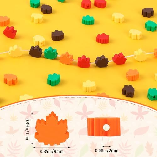 300Pcs Fall Maple Leaf Polymer Clay Beads for Jewelry Making