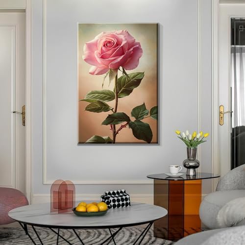 ATDMS Paint by Numbers Kit for Adults with Easel Flowers Paint by Number with Frame DIY Floral Paint by Number with Easel Adult Paint by Number Kits on Canvas Framed for Home Wall Decor 8x12 Inch