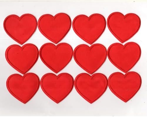 12PC Red Love Embroidered Patch Iron on DIY Clothes and Accessories Repair Badge for Clothing, Bags, Shoes, Hat, Home Decor Iron