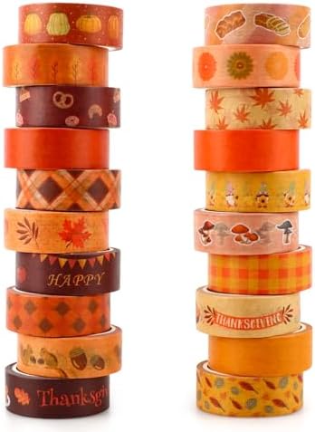 Fall Washi Tape Set 20 Rolls Autumn Thanksgiving Pumpkin Washi Tape