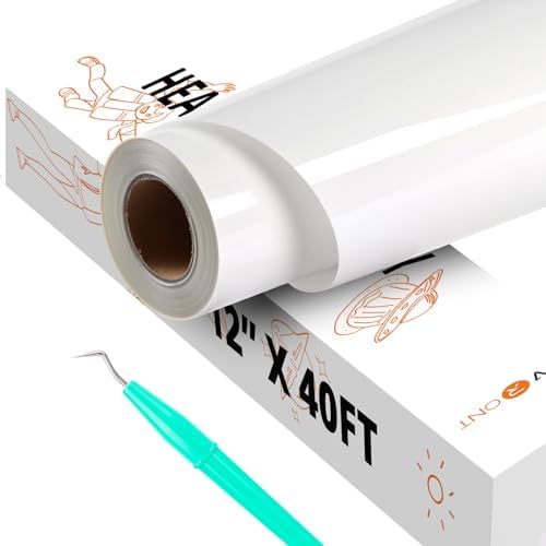 HTVRONT White Iron on Vinyl - 12" X 40FT White HTV Heat Transfer Vinyl