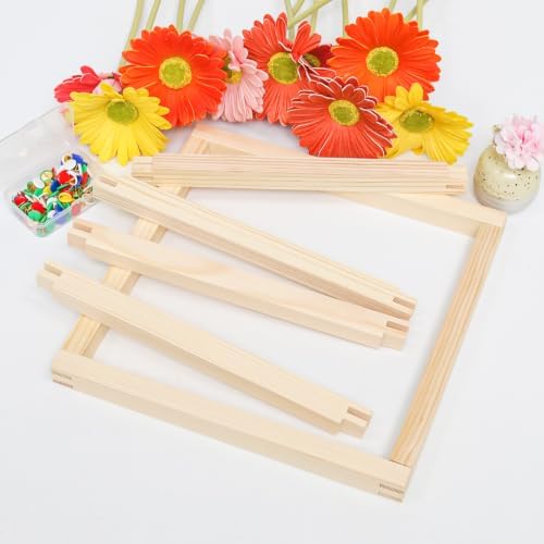 VwoYbai 8 Pcs 10" Wooden Mini Stretcher Bars for Needlework Thumb Tacks