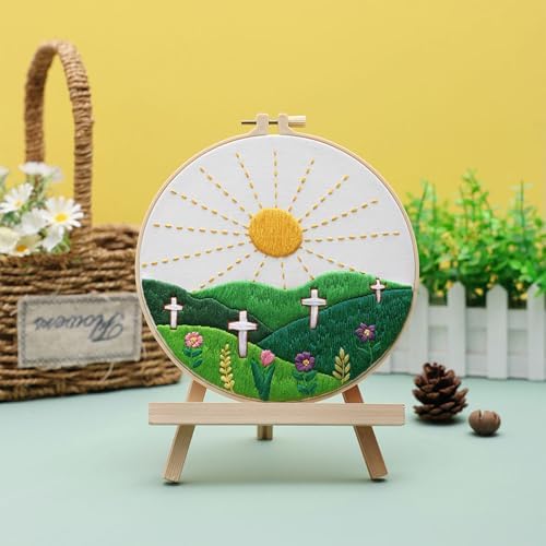 Louise Maelys Christian Cross Sunrise Embroidery Kit for Beginners