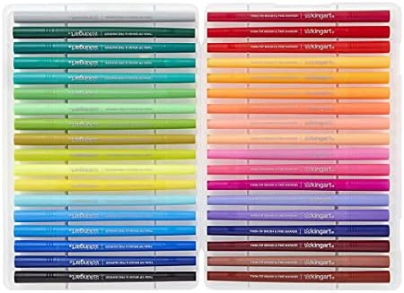 KINGART Dual Tip Brush Markers Art Pen Set, Artist Fine and Brush Tip Colored Pens, for Drawing, Lettering Calligraphy Journaling, Bible, Crafts, Set of 36 Bright Colors in Travel Storage Case